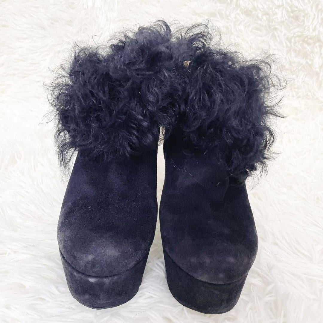 FENDI Short Boots Shoes EU 36.5 US 6.5 Suede Black Authentic