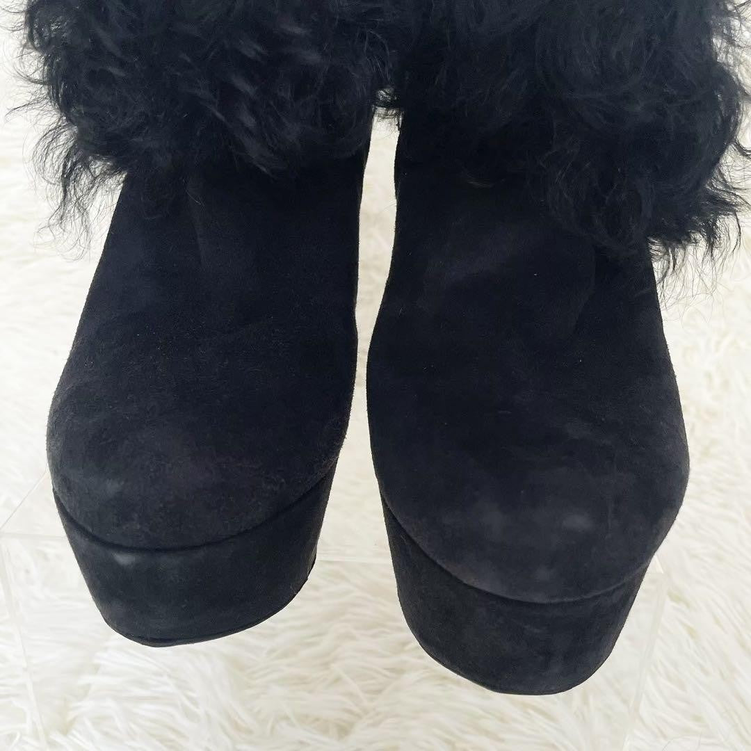 FENDI Short Boots Shoes EU 36.5 US 6.5 Suede Black Authentic