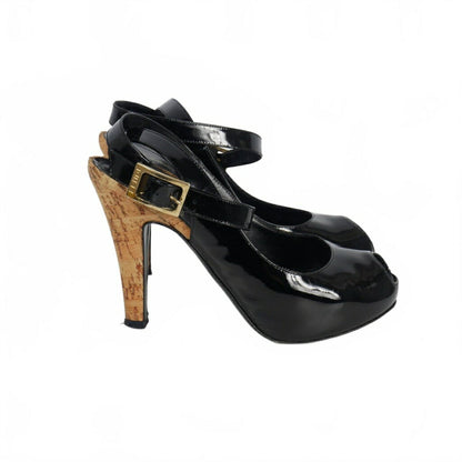FENDI SPUNTANA Shoes Pumps Heel EU 36.5 US 6.5 Patent Leather Black Authentic