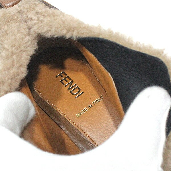 FENDI Shoes Pumps Heel EU 37 US 7 Suede Fur Brown Authentic