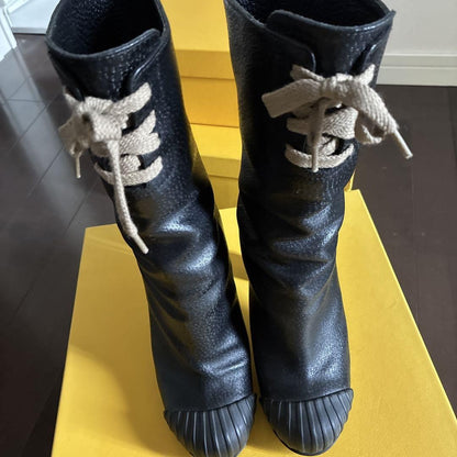 FENDI Boots Shoes EU 35.5 US 5.5 Leather Black Authentic