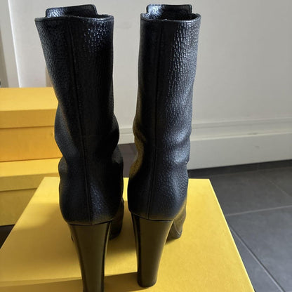 FENDI Boots Shoes EU 35.5 US 5.5 Leather Black Authentic