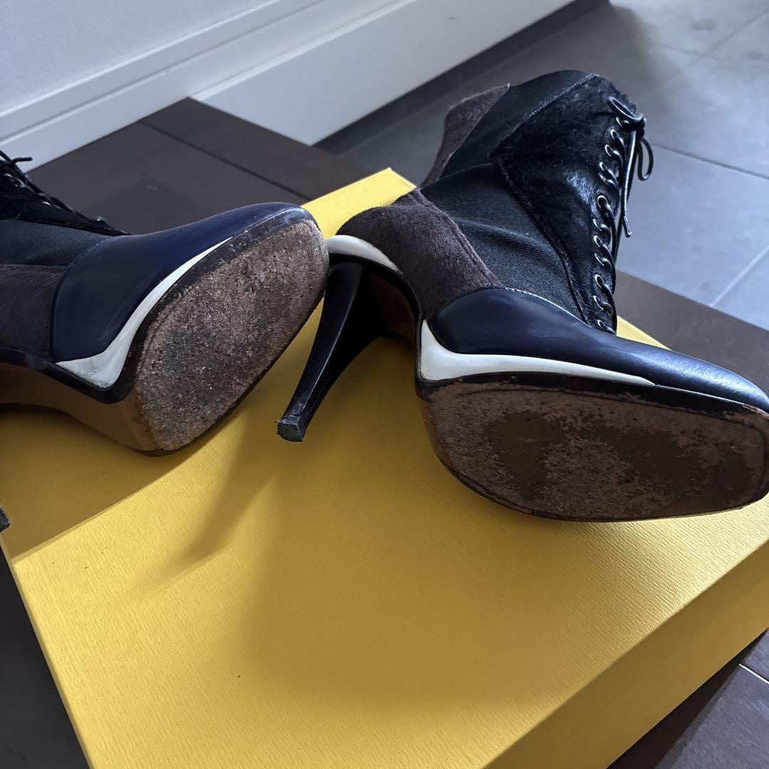FENDI Boots Shoes EU 37 US 7 Black Navy Brown Authentic