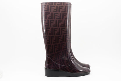 FENDI Rain Boots Shoes FF Zucca EU 38 US 8 Authentic