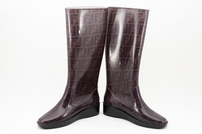 FENDI Rain Boots Shoes FF Zucca EU 38 US 8 Authentic