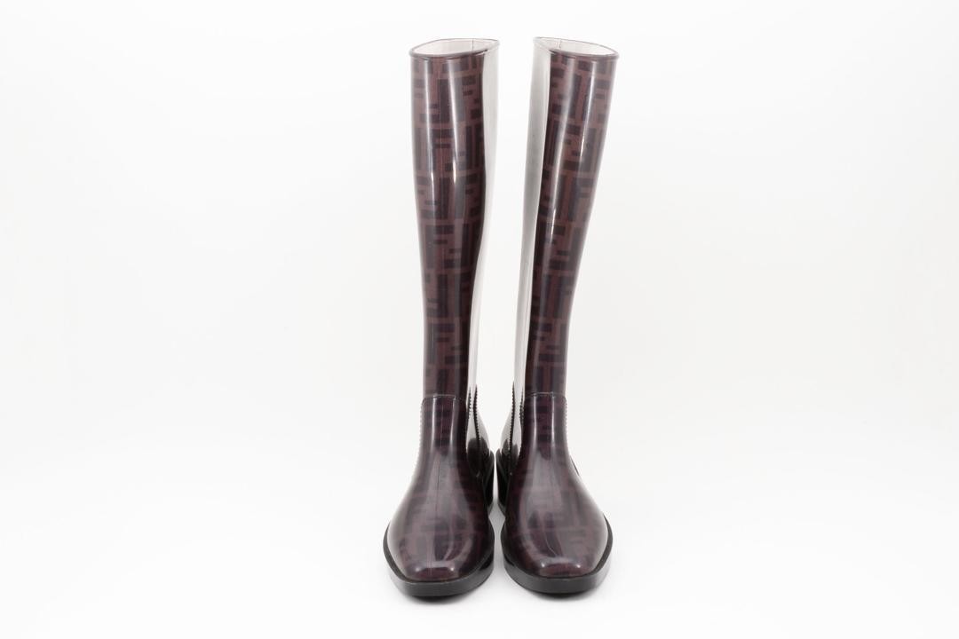 FENDI Rain Boots Shoes FF Zucca EU 38 US 8 Authentic
