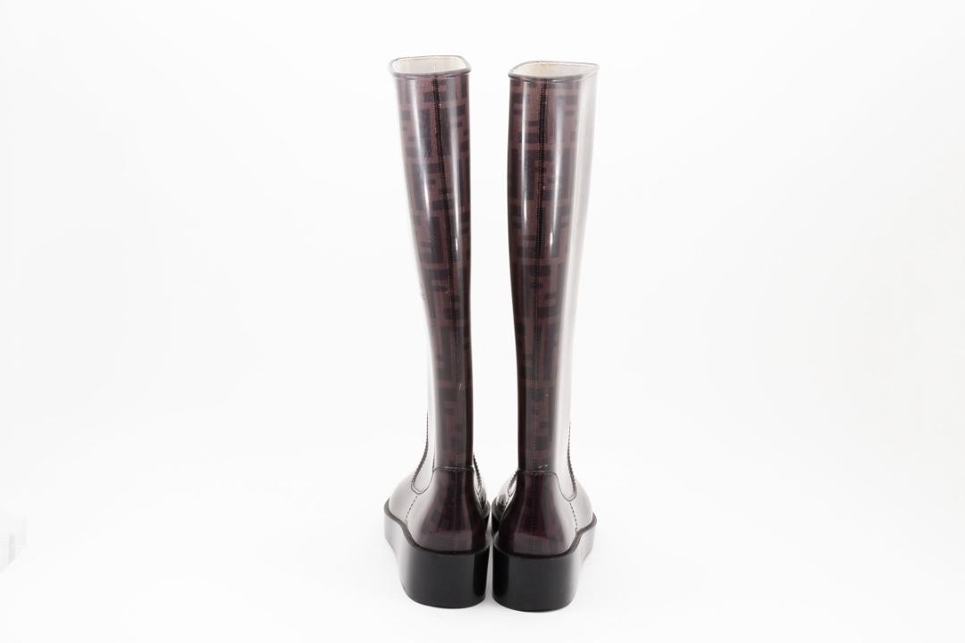 FENDI Rain Boots Shoes FF Zucca EU 38 US 8 Authentic