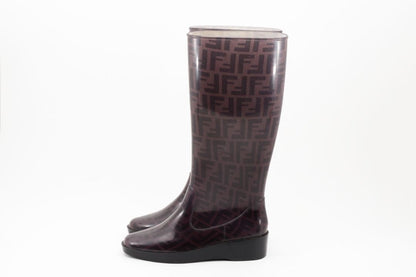 FENDI Rain Boots Shoes FF Zucca EU 38 US 8 Authentic