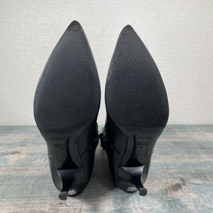 FENDI Bootie Boots Shoes Selleria EU 35 US 5 Leather Black Authentic