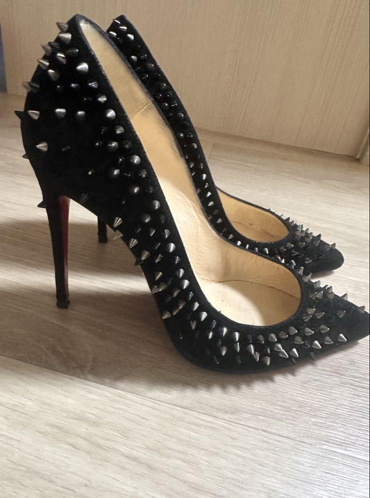 Christian Louboutin Shoes Pumps Heel Studs EU 36 US 6 Suede Authentic