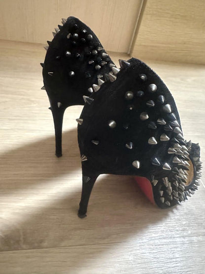 Christian Louboutin Shoes Pumps Heel Studs EU 36 US 6 Suede Authentic