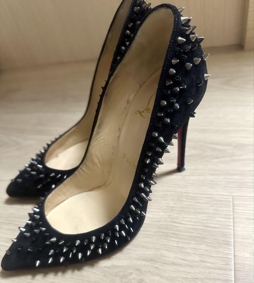 Christian Louboutin Shoes Pumps Heel Studs EU 36 US 6 Suede Authentic