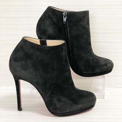 Christian Louboutin Short Boots Shoes EU 36.5 US 6.5 Suede Black Authentic