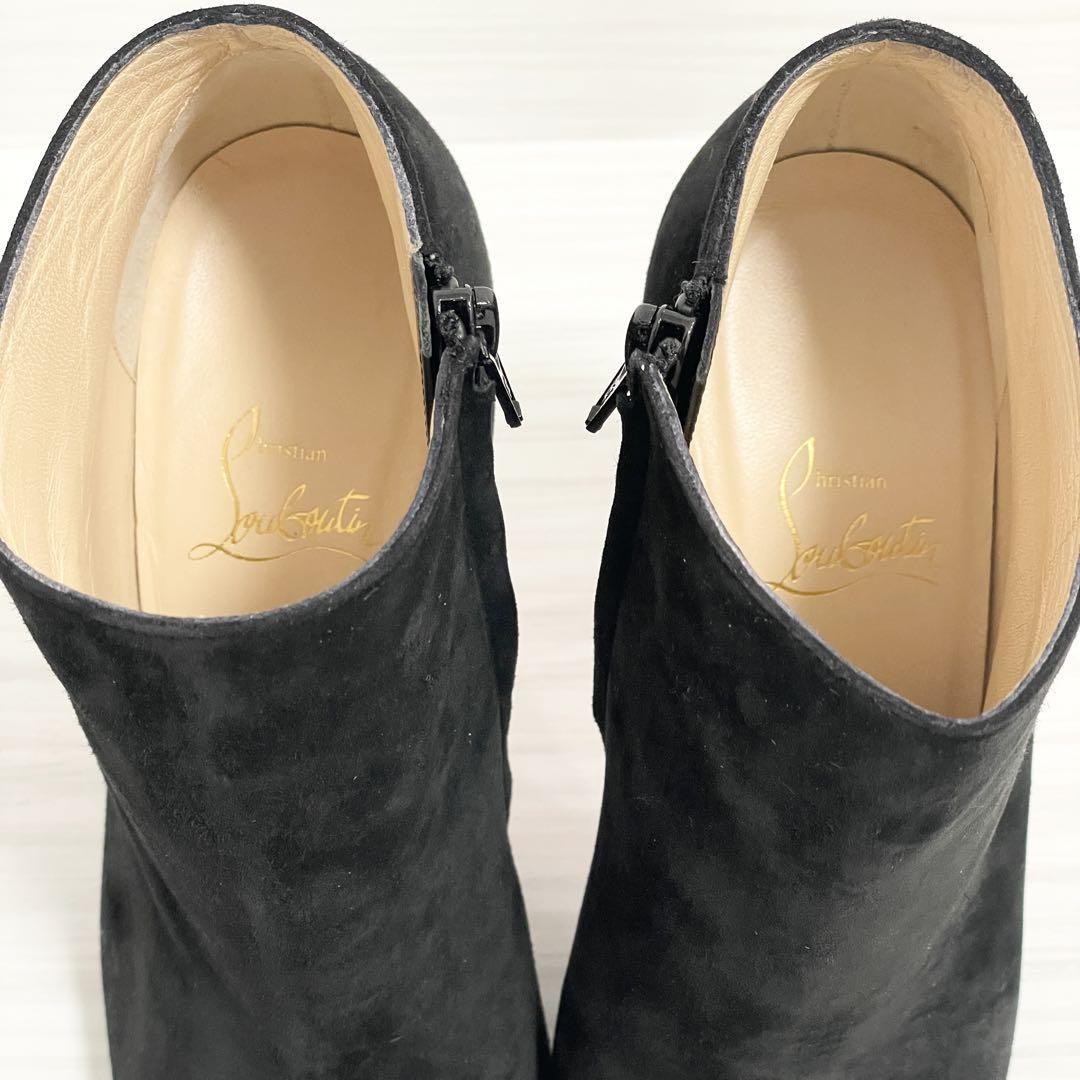 Christian Louboutin Short Boots Shoes EU 36.5 US 6.5 Suede Black Authentic