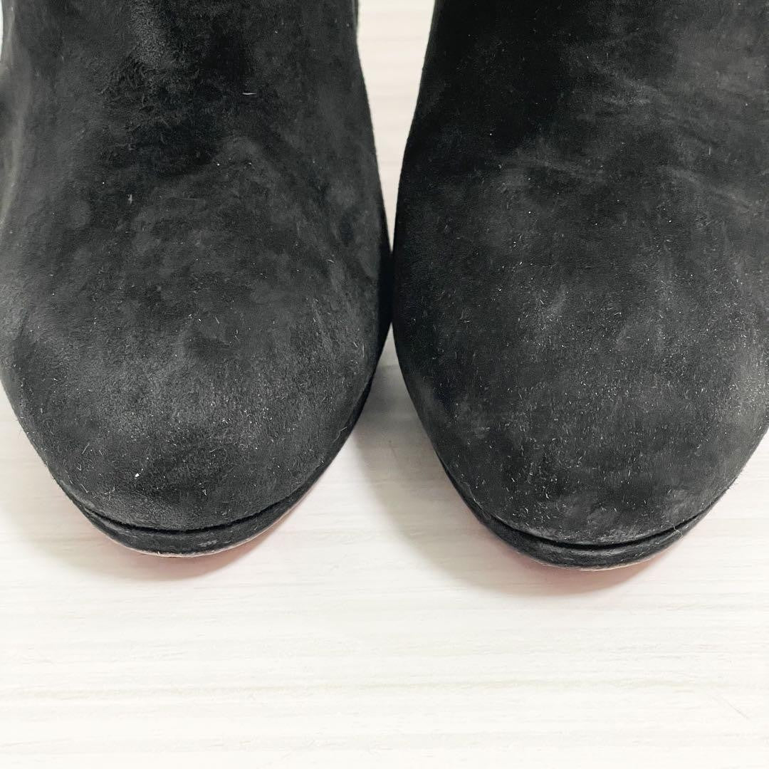 Christian Louboutin Short Boots Shoes EU 36.5 US 6.5 Suede Black Authentic