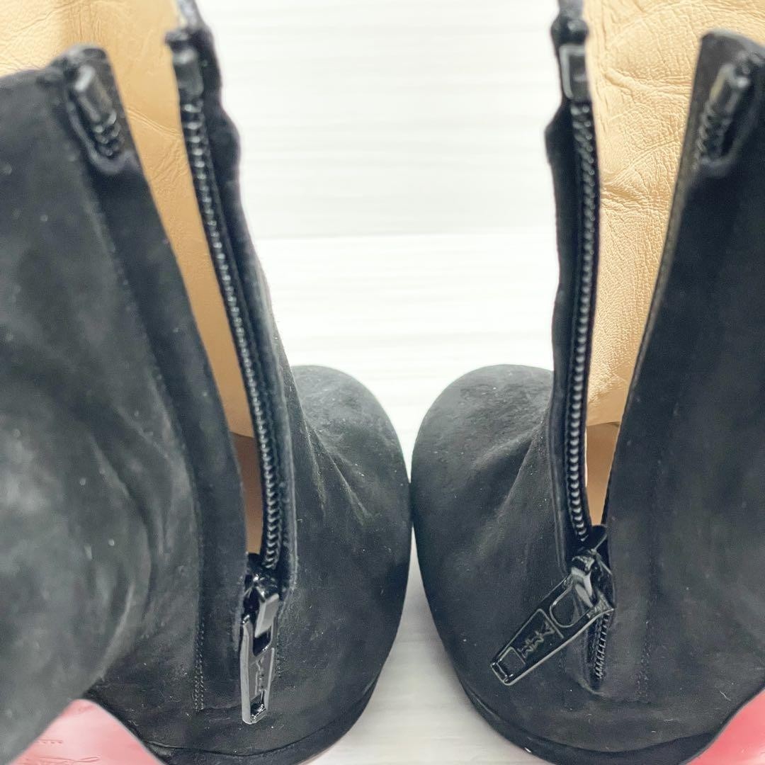 Christian Louboutin Short Boots Shoes EU 36.5 US 6.5 Suede Black Authentic