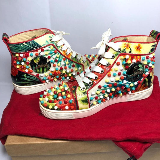 Christian Louboutin Sneakers Shoes High-cut Studs EU 36.0 US 6.0 Multicolor Auth
