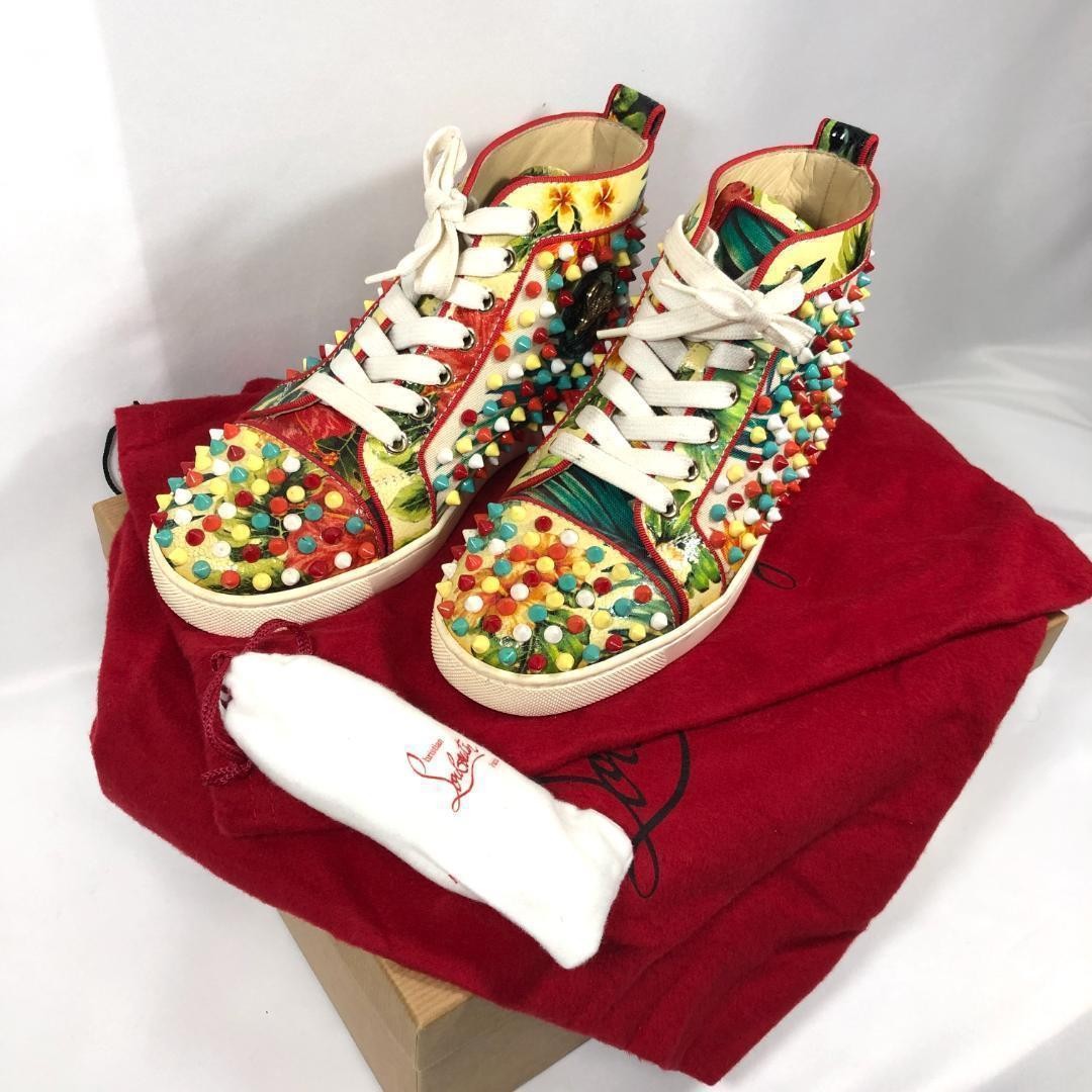 Christian Louboutin Sneakers Shoes High-cut Studs EU 36.0 US 6.0 Multicolor Auth