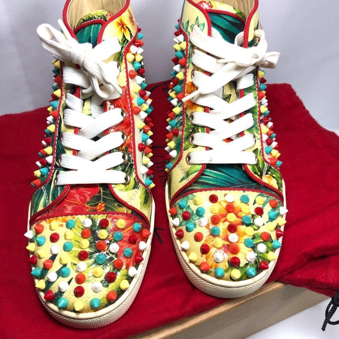 Christian Louboutin Sneakers Shoes High-cut Studs EU 36.0 US 6.0 Multicolor Auth
