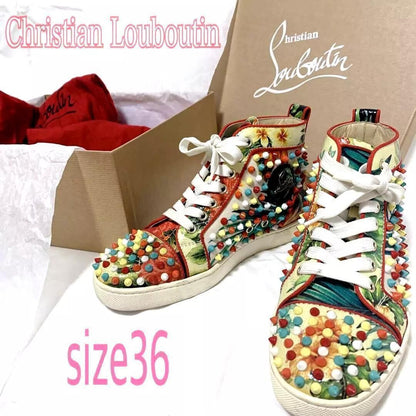 Christian Louboutin Sneakers Shoes High-cut Studs EU 36.0 US 6.0 Multicolor Auth