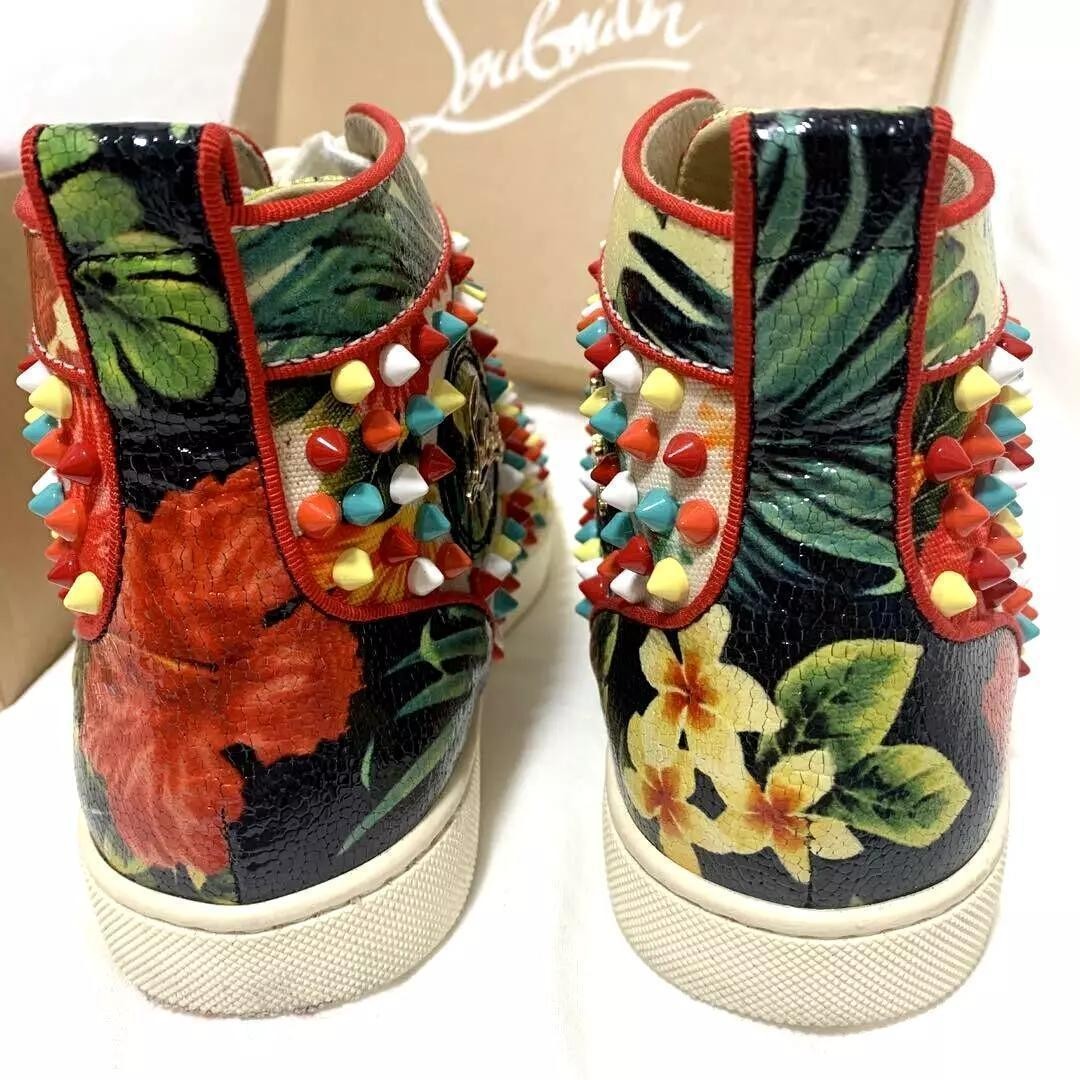 Christian Louboutin Sneakers Shoes High-cut Studs EU 36.0 US 6.0 Multicolor Auth