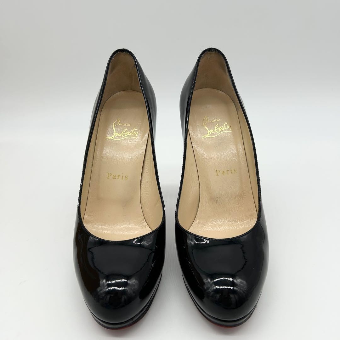 Christian Louboutin Shoes Pumps Heel EU 38 US 8 Patent Leather Black Red Auth