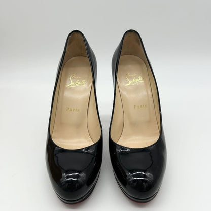 Christian Louboutin Shoes Pumps Heel EU 38 US 8 Patent Leather Black Red Auth