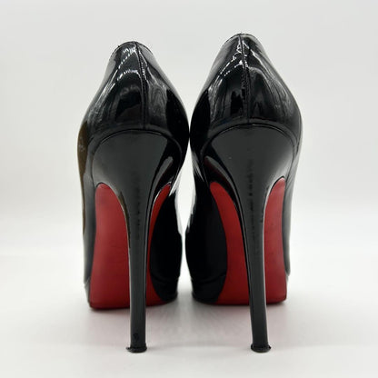 Christian Louboutin Shoes Pumps Heel EU 38 US 8 Patent Leather Black Red Auth