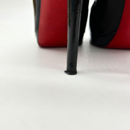 Christian Louboutin Shoes Pumps Heel EU 38 US 8 Patent Leather Black Red Auth