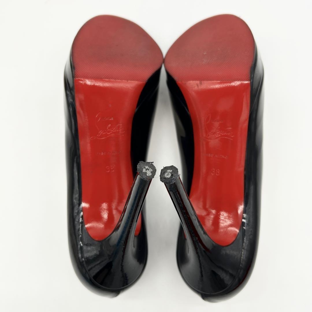 Christian Louboutin Shoes Pumps Heel EU 38 US 8 Patent Leather Black Red Auth