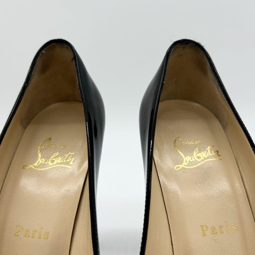 Christian Louboutin Shoes Pumps Heel EU 38 US 8 Patent Leather Black Red Auth