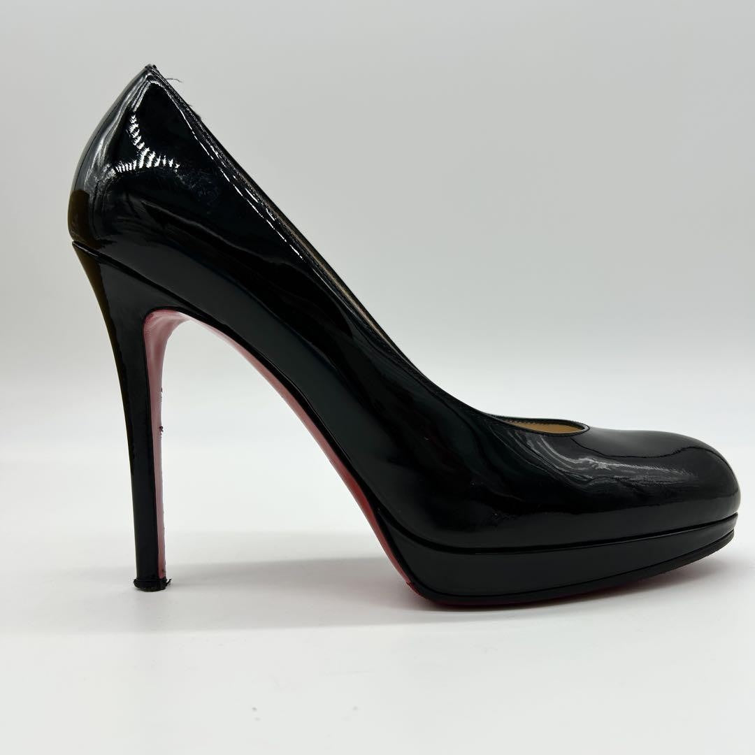Christian Louboutin Shoes Pumps Heel EU 38 US 8 Patent Leather Black Red Auth