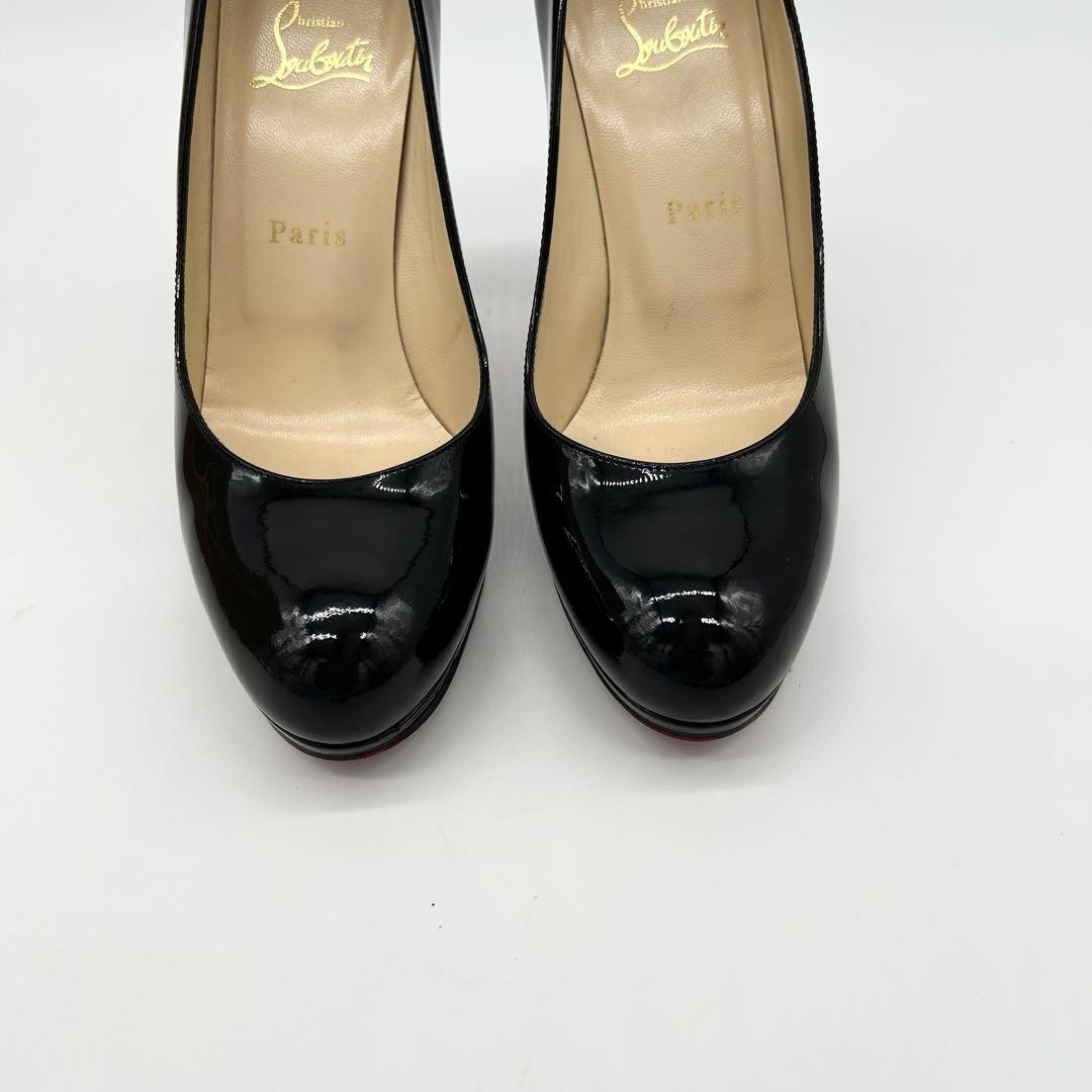 Christian Louboutin Shoes Pumps Heel EU 38 US 8 Patent Leather Black Red Auth