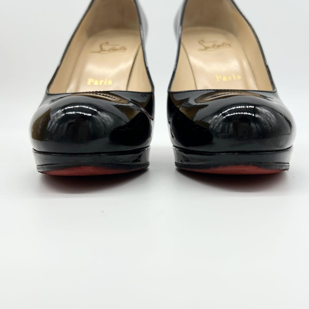 Christian Louboutin Shoes Pumps Heel EU 38 US 8 Patent Leather Black Red Auth