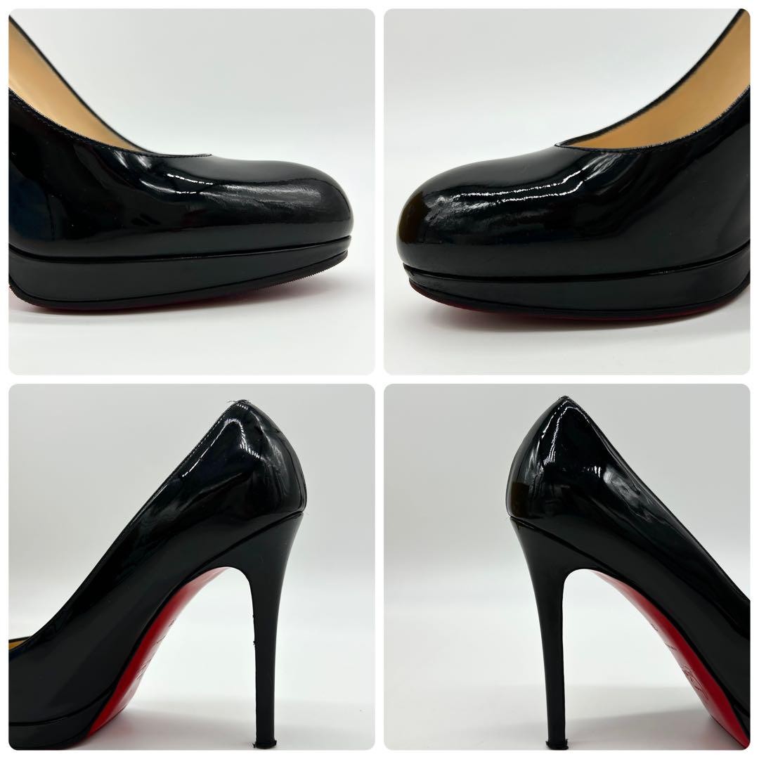 Christian Louboutin Shoes Pumps Heel EU 38 US 8 Patent Leather Black Red Auth