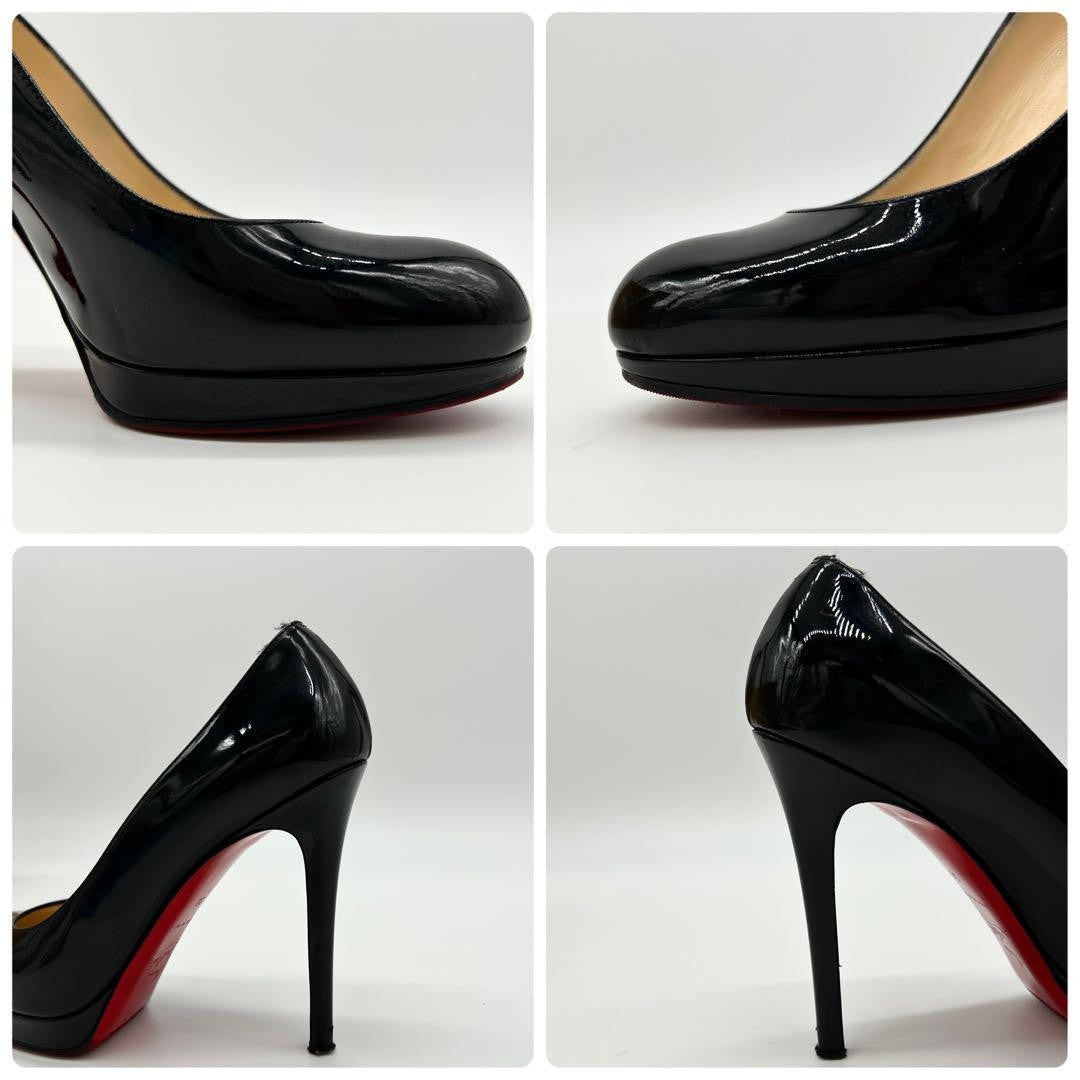 Christian Louboutin Shoes Pumps Heel EU 38 US 8 Patent Leather Black Red Auth