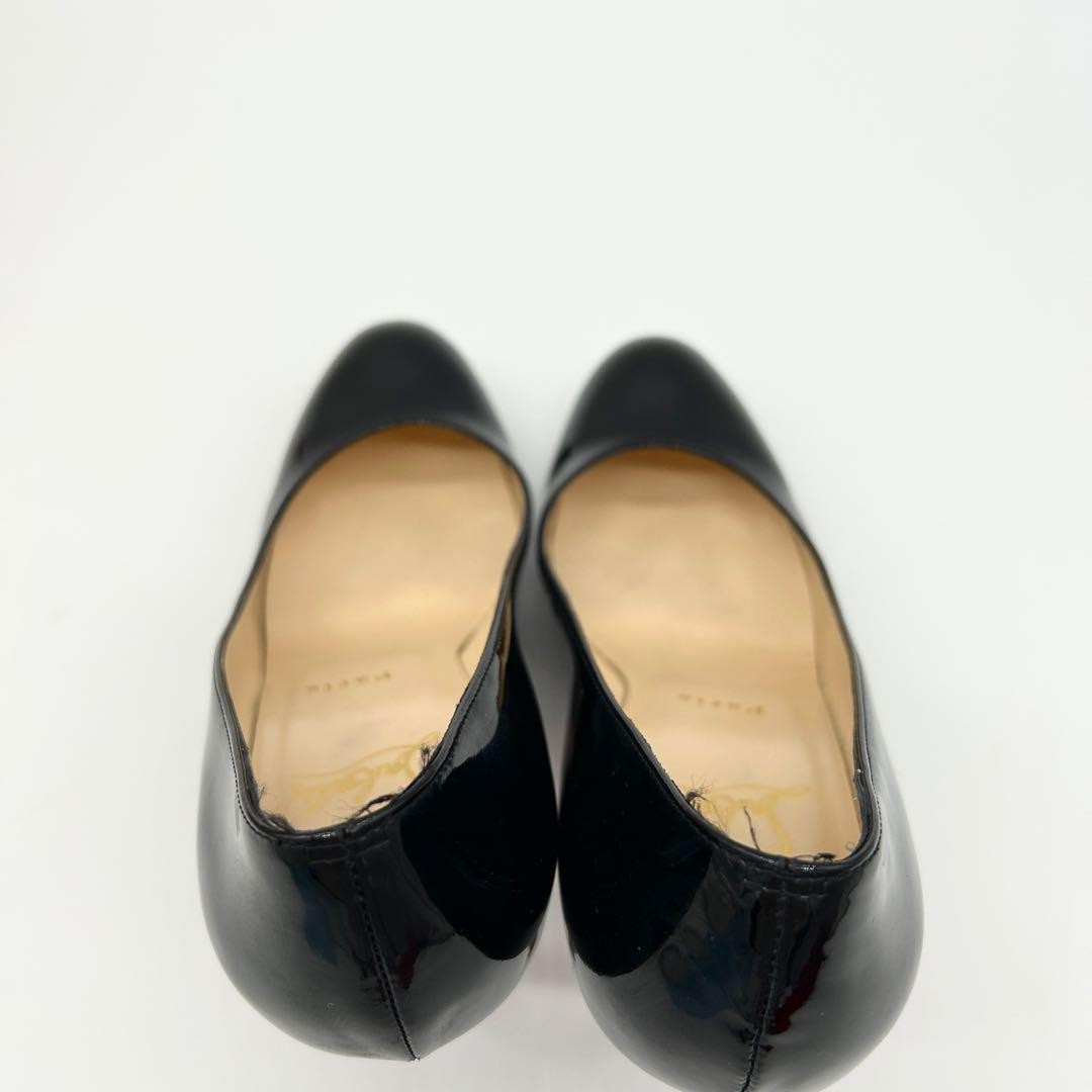 Christian Louboutin Shoes Pumps Heel EU 38 US 8 Patent Leather Black Red Auth