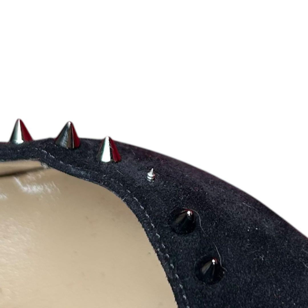 Christian Louboutin Shoes Pumps Heel Studs EU 37.5 US 7.5 Suede Leather Black