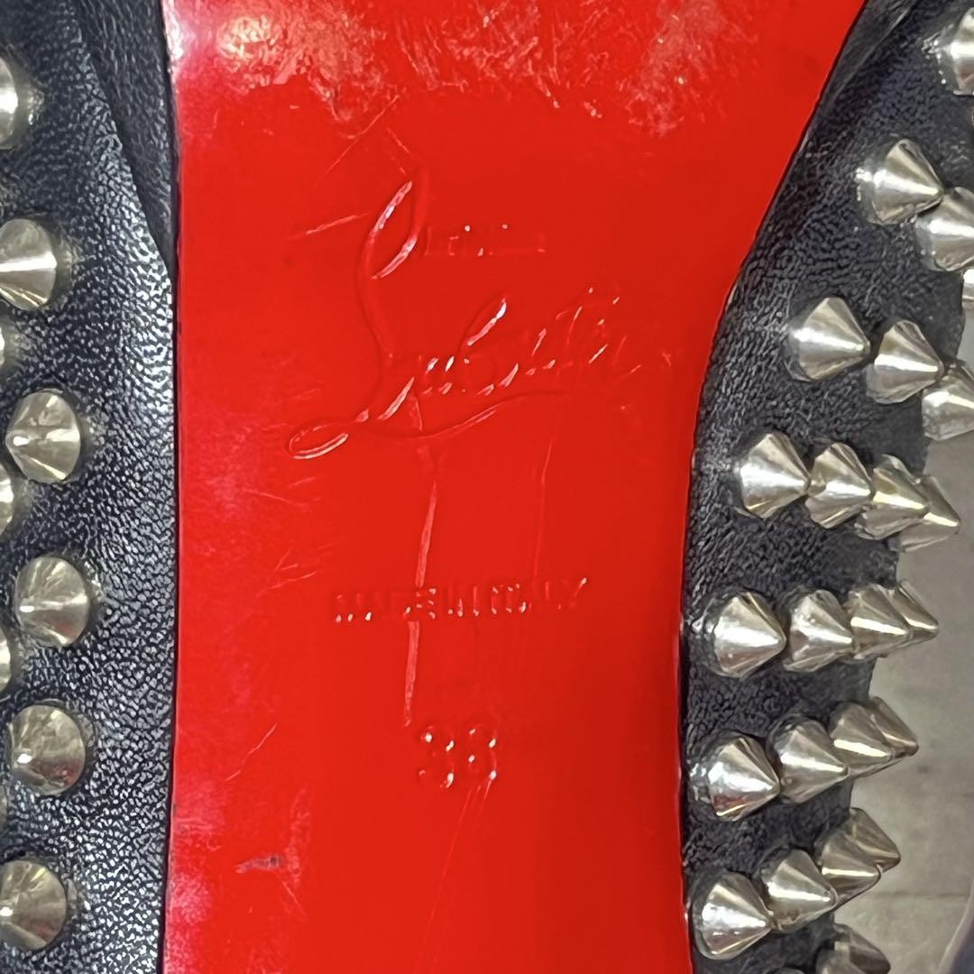 Christian Louboutin Shoes Pumps Heel Studs EU 38 US 8 Leather Black Auth