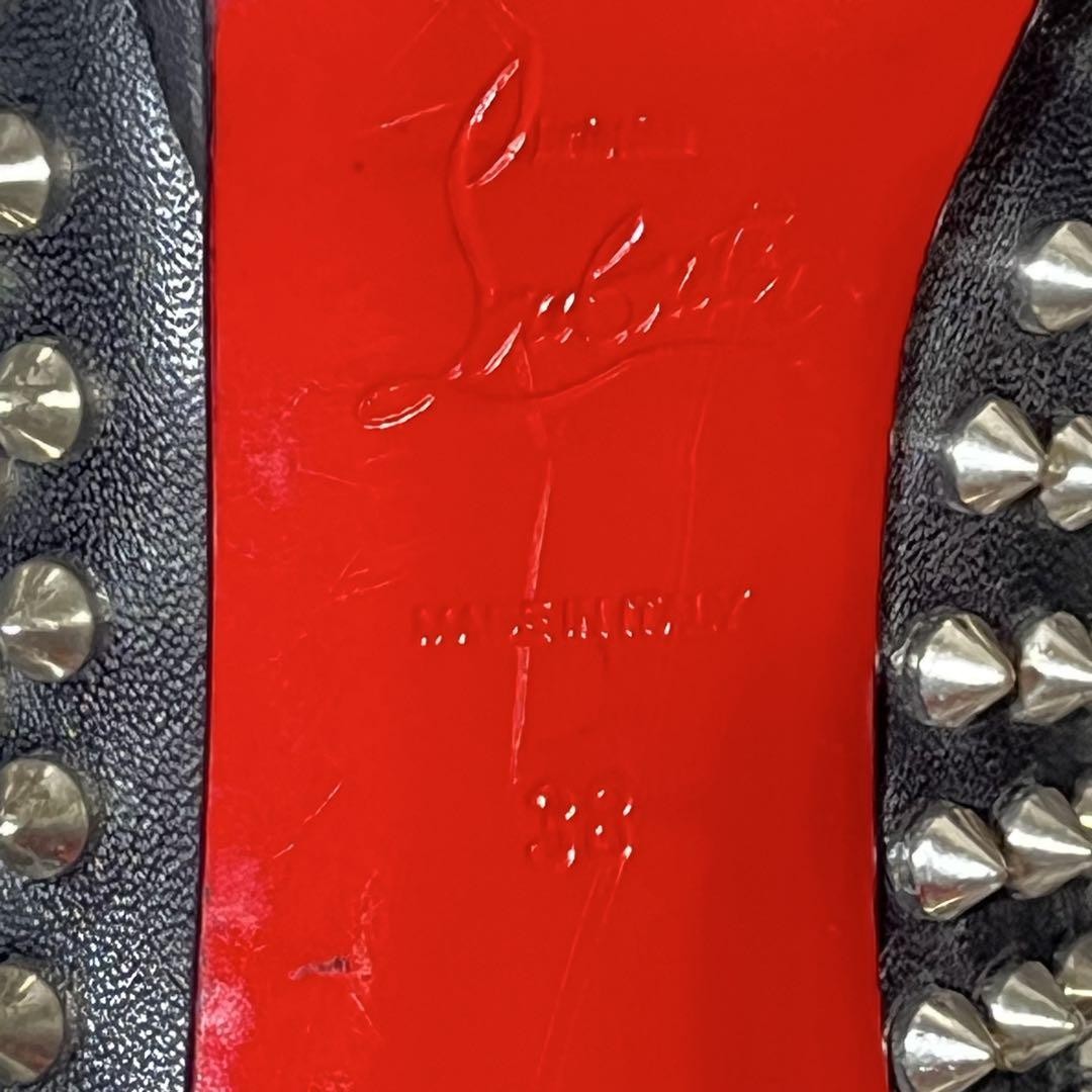 Christian Louboutin Shoes Pumps Heel Studs EU 38 US 8 Leather Black Auth