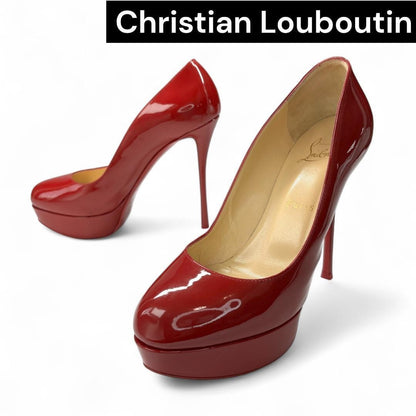 Christian Louboutin Shoes Pumps Heel EU 37 US 7 Patent Leather Red Auth