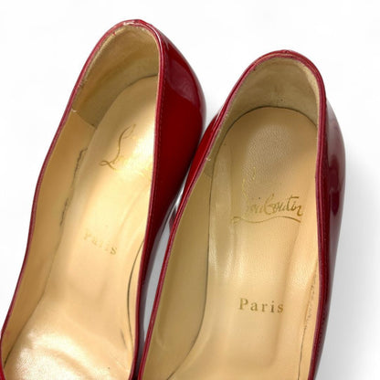 Christian Louboutin Shoes Pumps Heel EU 37 US 7 Patent Leather Red Auth