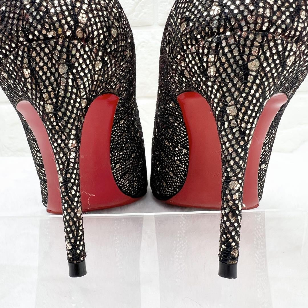 Christian Louboutin Shoes Pumps Heel Studs EU 36 US 6 Black Gold Auth