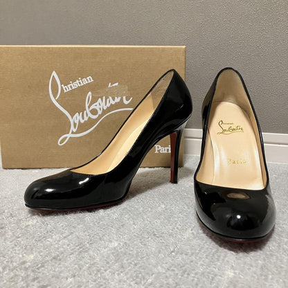 Christian Louboutin Shoes Pumps Heel EU 37 US 7 Patent Leather Black Red Auth