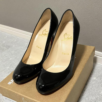 Christian Louboutin Shoes Pumps Heel EU 37 US 7 Patent Leather Black Red Auth