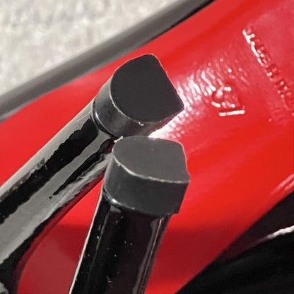 Christian Louboutin Shoes Pumps Heel EU 37 US 7 Patent Leather Black Red Auth