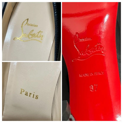 Christian Louboutin Shoes Pumps Heel EU 37 US 7 Patent Leather Black Red Auth