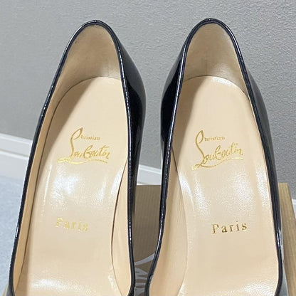 Christian Louboutin Shoes Pumps Heel EU 37 US 7 Patent Leather Black Red Auth