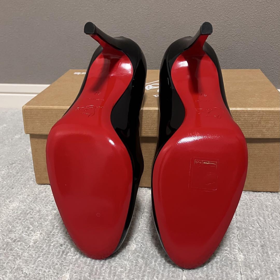 Christian Louboutin Shoes Pumps Heel EU 37 US 7 Patent Leather Black Red Auth
