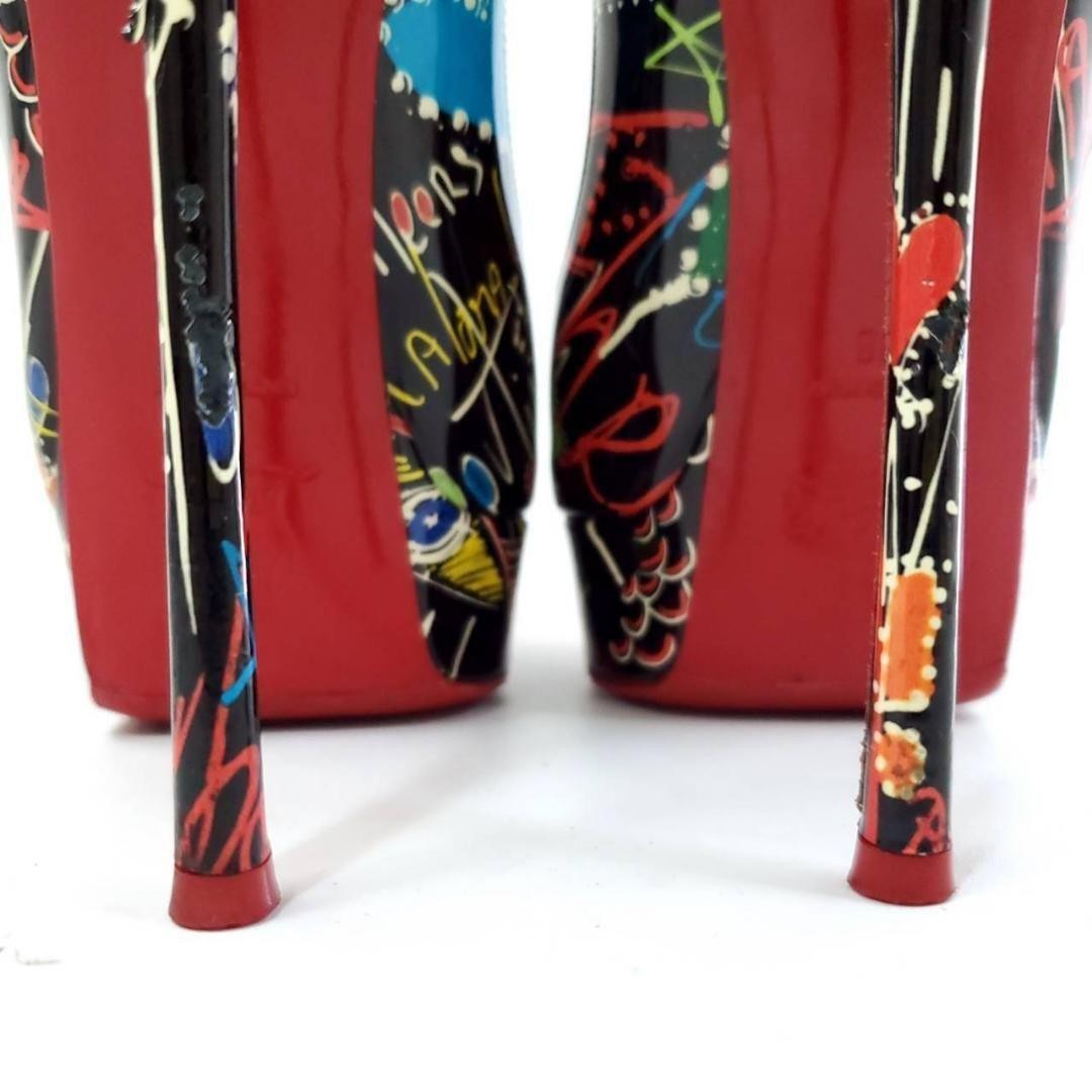 Christian Louboutin Shoes Pumps Heel EU 38 US 8 Black Multicolor Auth
